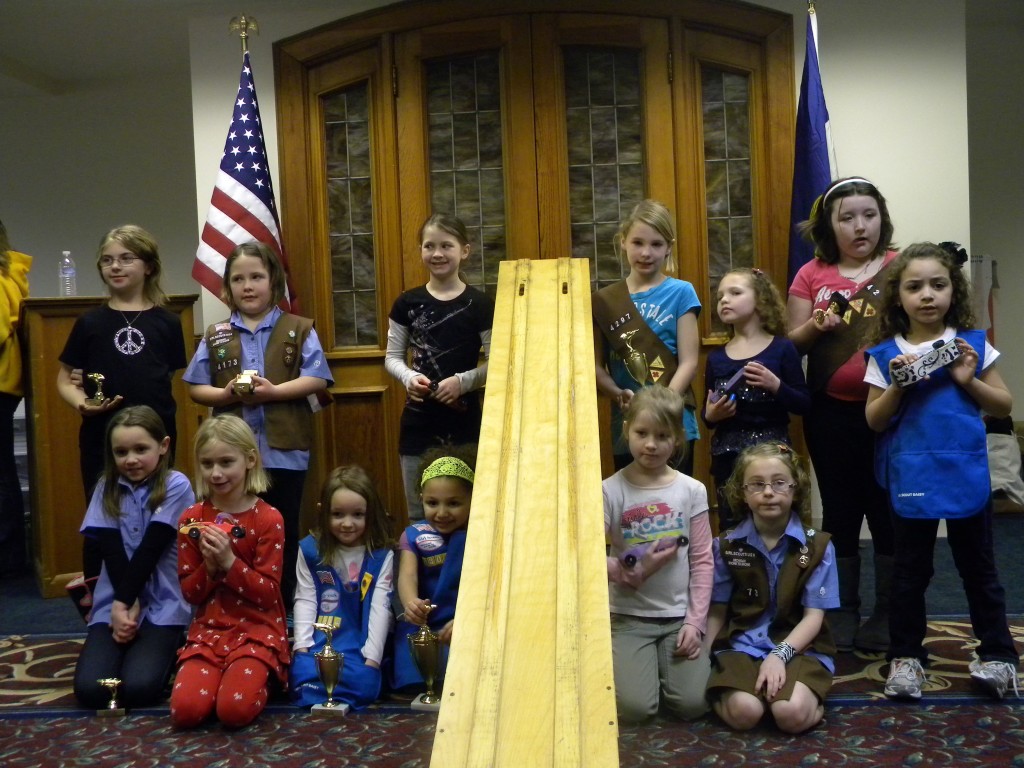 Young Girl Scouts Pinewood Derby