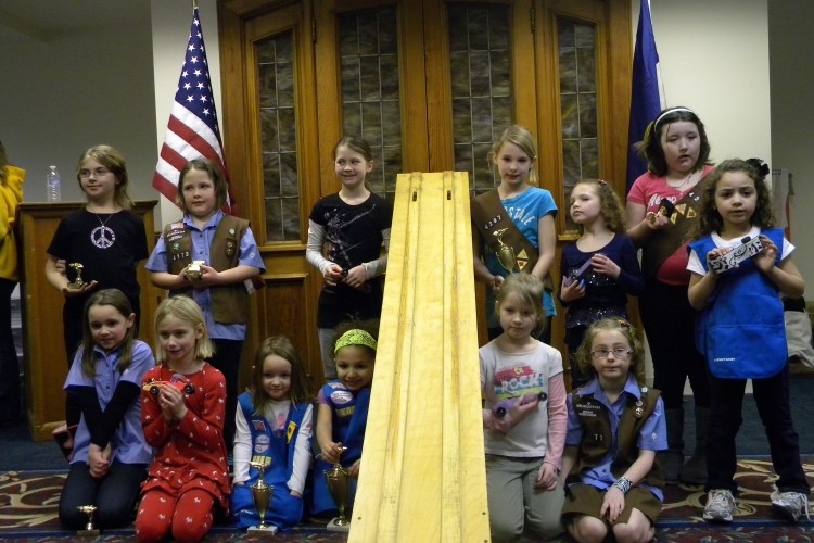 Young Girl Scouts Pinewood Derby